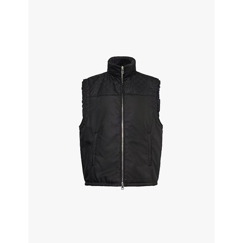 Mens Black Monogram-print Collared Padded Shell-down Gilet