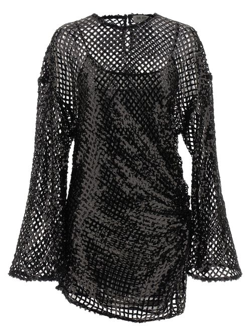 Sequin Mesh Dress — Black