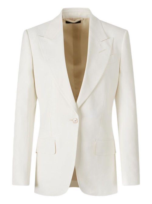 Single-breasted twill blazer - Neutrals