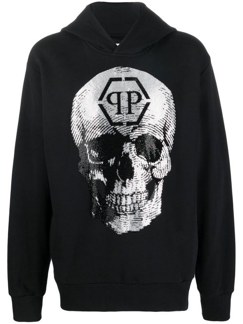 Skull logo-print hoodie - Black