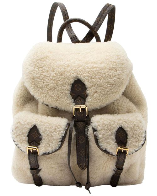 Beige Monogram Canvas Shearling LV Ski Backpack (Authentic Pre-Loved)