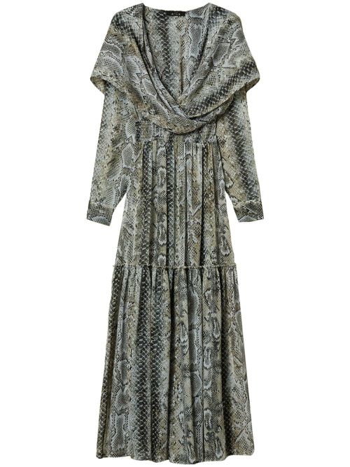 Snake-print creponne maxi dress - Grey