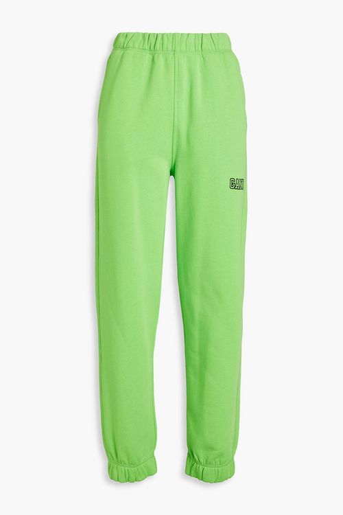Embroidered organic French cotton-terry track pants