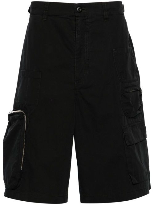 Mid-rise cotton cargo shorts - Black