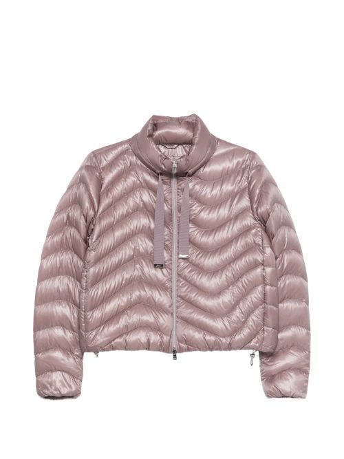 Chevron-Quilted Down Jacket — Mauve
