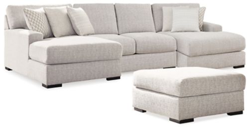 Larce 3-Piece Sectional with Ottoman, Stone
