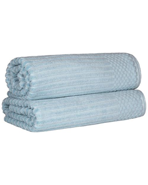 Cotton Highly Absorbent Solid And Checkered Border Bath Sheet Set