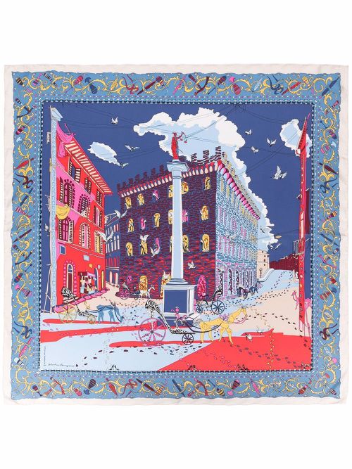 Palazzo Spini-Feroni print scarf - Blue