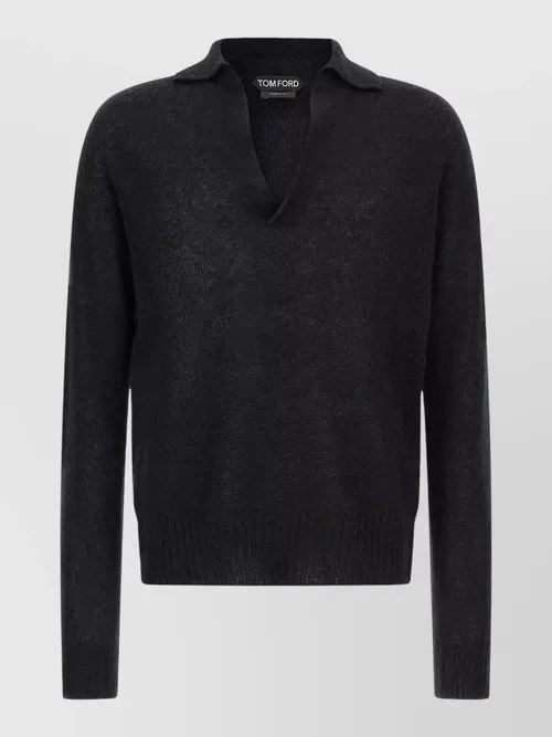 Tom Ford - cashmere silk long sleeve polo shirt