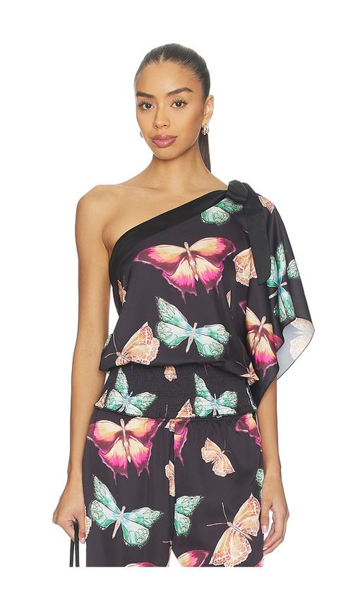 Juliet Johnstone Mariposa One Shoulder Top in Black. - S also in XS