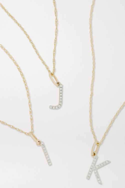 Alphabet 9-karat Gold Diamond Necklace - F
