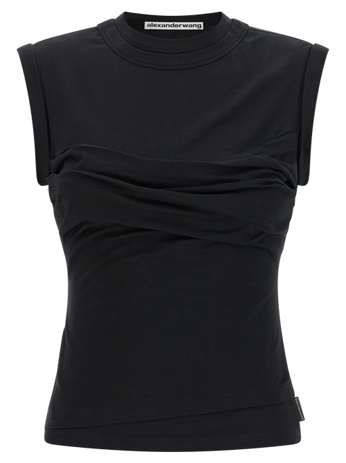 Twisted Bust Layered Tank Top — Black