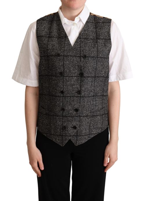 Leopard Print Wool Blend Vest — Gray