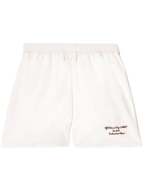 Embroidered poplin shorts