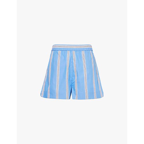 Womens Ink Blue/white/black Chiara Striped Cotton Shorts S