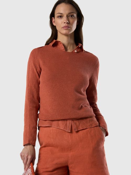 Nahtloser Pullover mit U-Boot-Ausschnitt