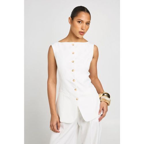 Boohoo Womens Boat Neck Longline Waistcoat - White