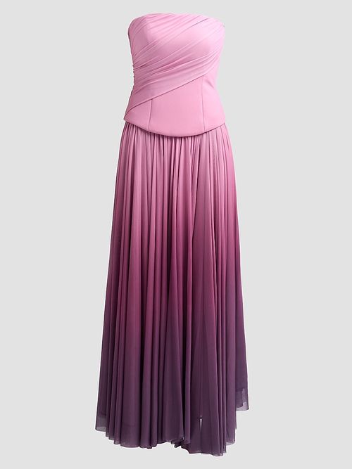 Women's Femme Fatale Primley Ombré Strapless Maxi Dress - Bordeaux Haze