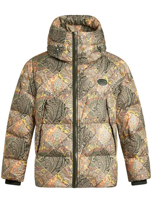 Paisley-print hooded puffer jacket - Neutrals