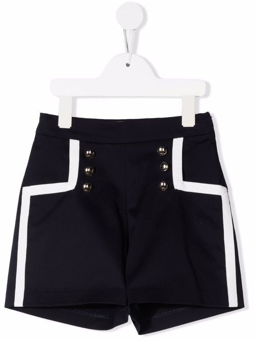 Double-button stripe shorts - Blue