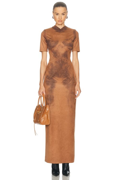 Acne Studios Dueda Faux Suede Dress in Cognac Brown - Cognac. 34 also