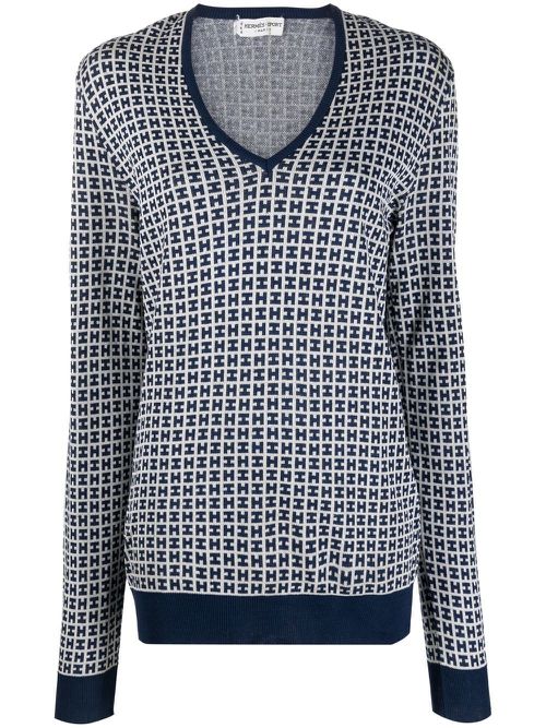 1960s pre-owned H-jacquard top - Blue