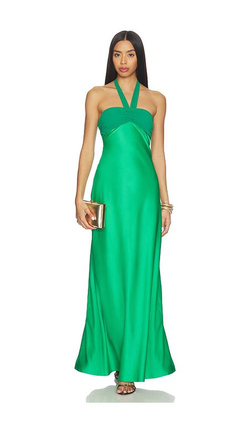 Runaway The Label Marilla Ruched Halter Maxi Dress in Emerald. XS also in