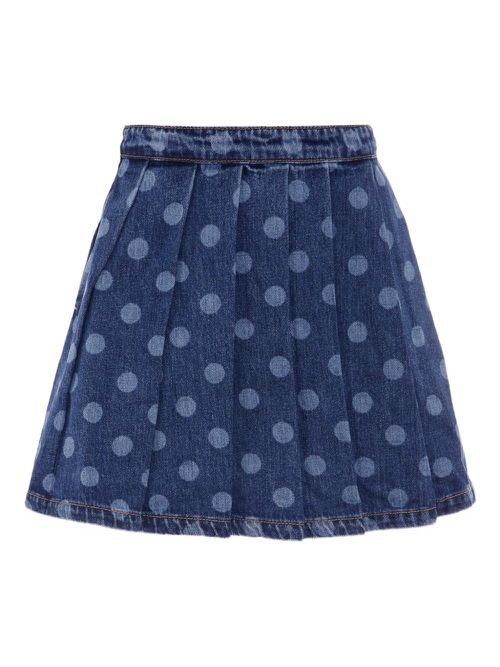 Pleated polka-dot skirt - Blue