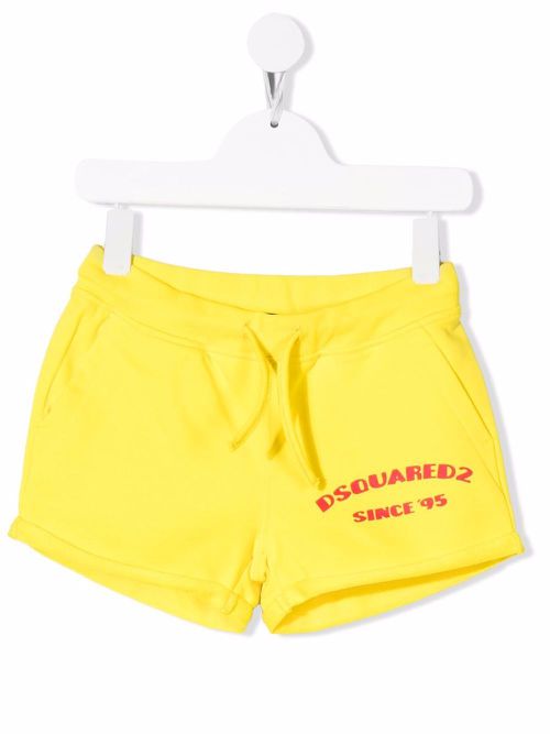 Logo-print track shorts - Yellow