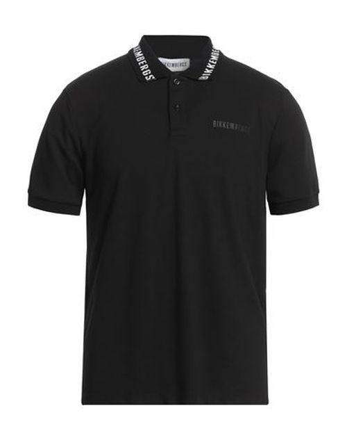 Bikkembergs Man Polo shirt Black Size 36 Cotton, Elastane