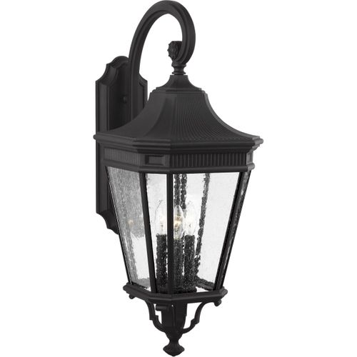 Black Three Light Outdoor Wall Lantern from the Cotswold Lane Collection