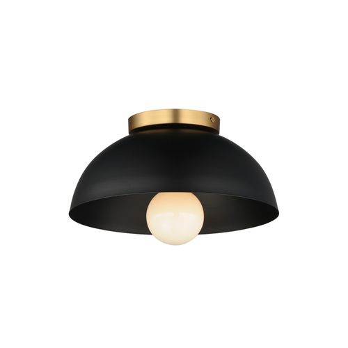 Thelonious 1-Light Flush Mount in Black with Natural Aged Bra