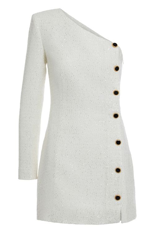 Sequined One-sleeve Mini Dress