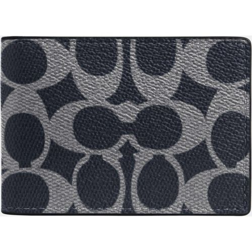 Coach Mens Compact Billfold Wallet In Signature Canvas - Dark Blue - One