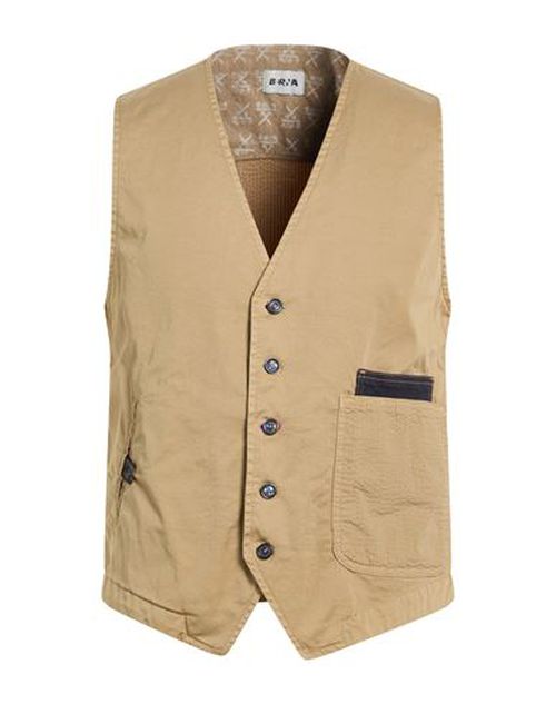 Man Tailored Vest Khaki Size L Cotton, Elastane