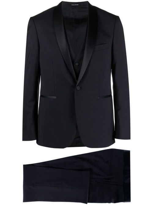Single-breasted virgin wool blend suit - Blue