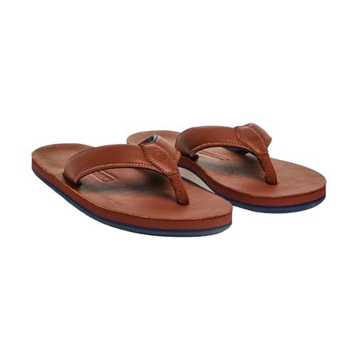 Hari Mari- The Clipper- Men's Waterproof Full-Grain Leather Sandal with Matching Leather Fob- No Break Ins, Beveled Edge to Reduce Tripping, and Floats in Water-