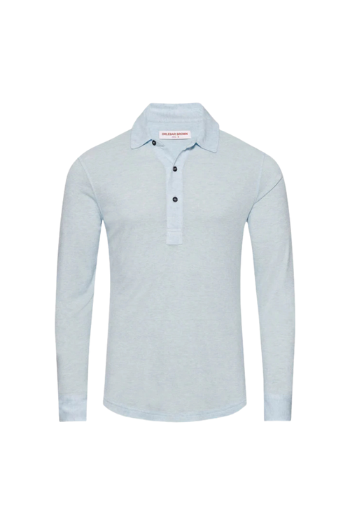 Cashmere-Blend Long-Sleeve Polo — Blue