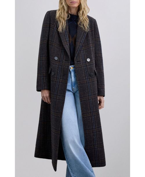 Women's check Coat - Navycheck