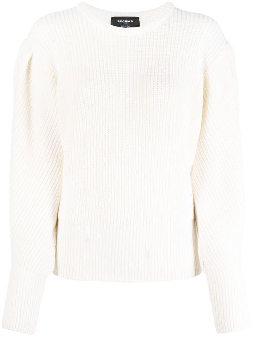 Chunky ribbed-knit jumper - Neutrals