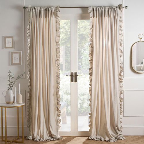 Frill Voile Net Curtains 2 Window Panels Sheer Rod Slot Top Pair Set