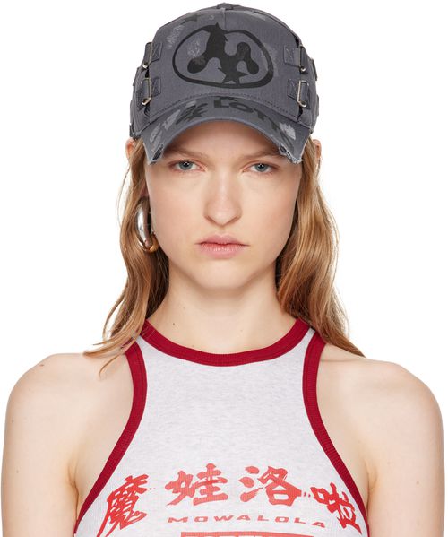 Mowalola Gray 'Lotta' Cap