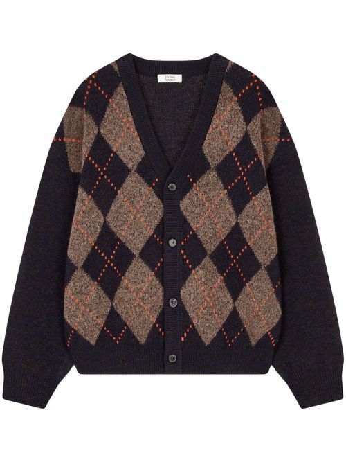 Argyle-pattern cardigan - Blue