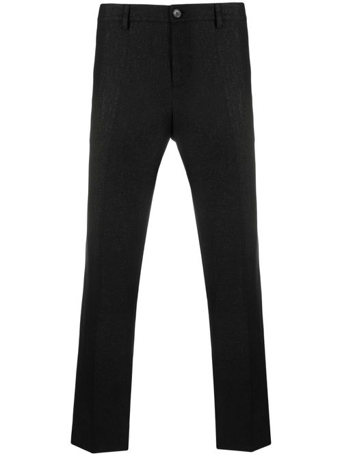 Metallic-threading cotton slim trousers - Black
