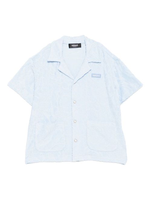 Barocco jacquard towel shirt - Blue