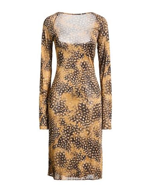 Woman Midi dress Mustard Size 6 Viscose, Polyester