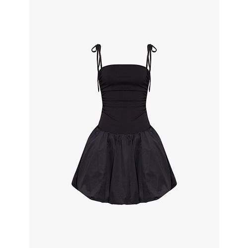 Womens Black Alexa Puffball Stretch-woven Mini Dress