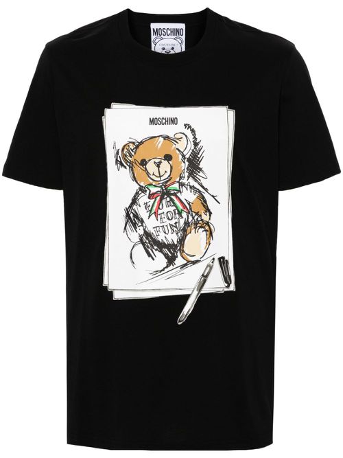 Moschino T-shirt met teddybeerprint - Zwart