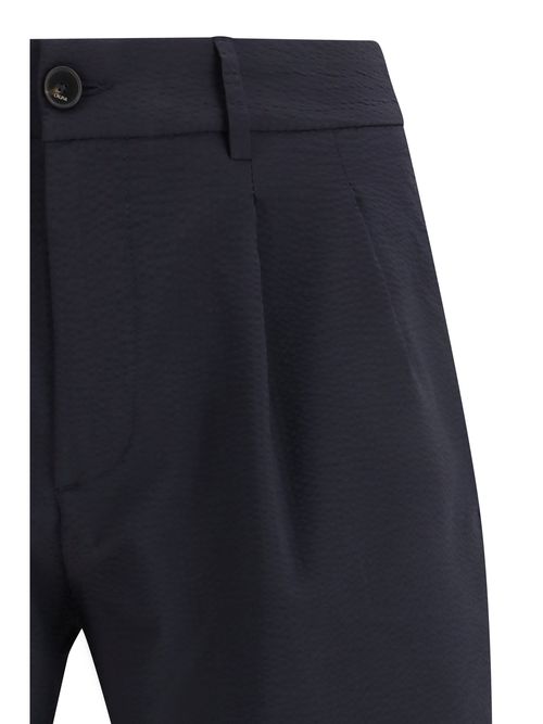 Single Front Pleat Bermudas — Navy