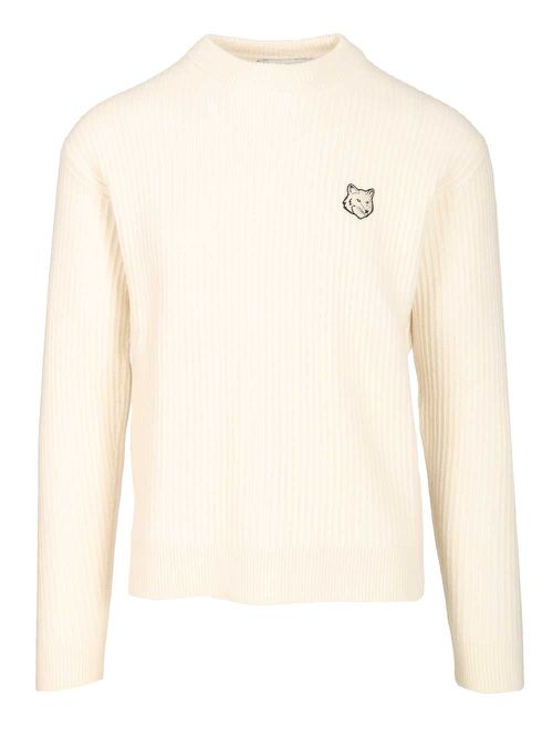 Fox Head Wool Ribbed Jumper Sweatshirts White